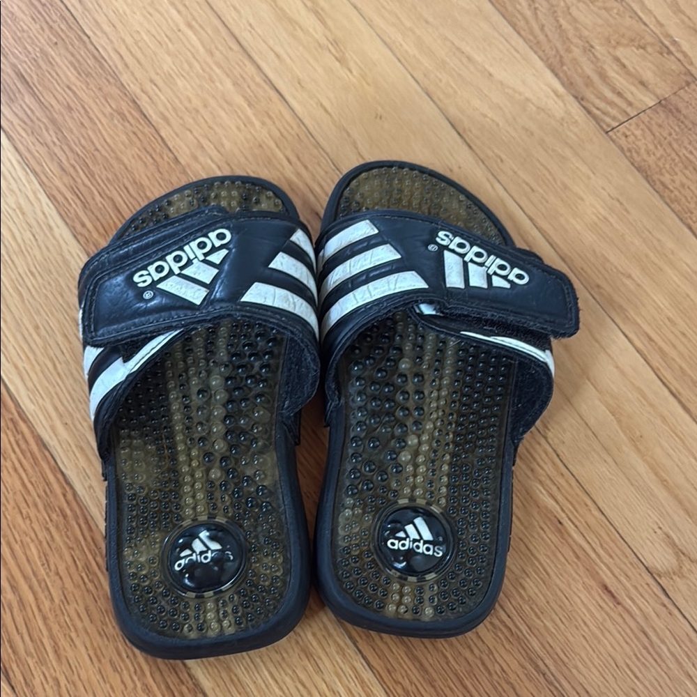 Adidas Black and White Slide Sandals